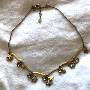 J Crew Necklace gold tone rhinestone stars and stones Excellent condition